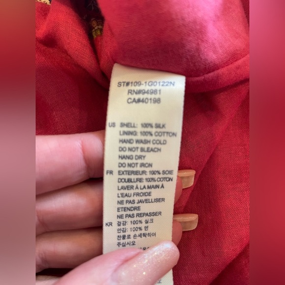 Women’s 100% silk paisley print coral skirt with elastic waist size 0–4 - Picture 4 of 4